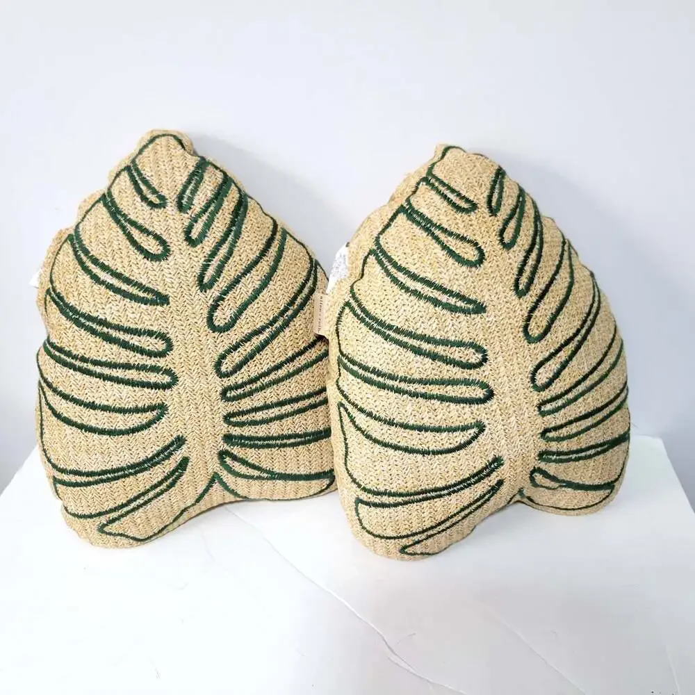 Allen + Roth Palm Leaf Pillows Set Of 2 Throw Monstera Philodendron Tropical